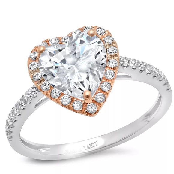 Jewelry - 2.24 Ct Heart 14k White & Rose Gold Band